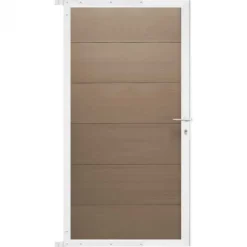 Outlet C-Wood Tuindeur composiet Como vergrijsd bruin met wit alu kader (90 x 180 cm)