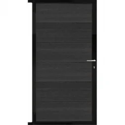 Hot C-Wood Tuindeur composiet Como antraciet met zwart alu kader (90 x 180 cm)