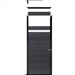 Discount C-Wood Tuindeur composiet Garda antraciet met zwart alu kader (90 x 200 cm)