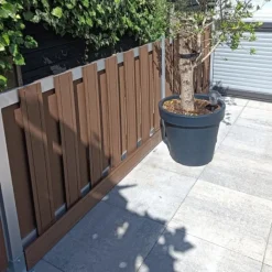 New C-Wood Tuinhek set composiet Stijl bruin met blank aluminium frame (7,54 mtr)