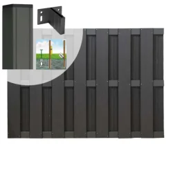 Outlet C-Wood Tuinhek set composiet Bari antraciet met antraciet aluminium frame (5,68 mtr)