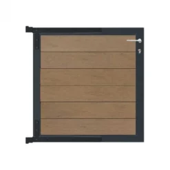 Discount C-Wood Tuinpoort aluminium antraciet frame Mix & Match - composiet bruin gevlamd (90 x 90 cm)