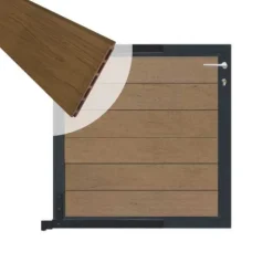 Outlet C-Wood Tuinpoort aluminium zwart frame Mix & Match - composiet bruin gevlamd (90 x 90 cm)