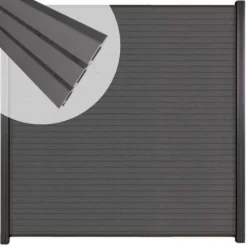 C-Wood Zelfbouw schutting composiet Rhombus Triple rock grey - antraciet alu accessoires (180 x 200 cm)