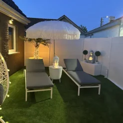 New C-Wood Zelfbouw schutting composiet Modular wit - wit alu accessoires (180 x 200 cm)