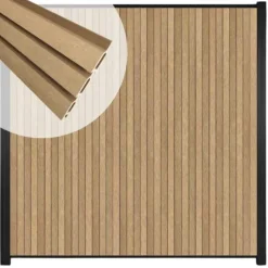 C-Wood Zelfbouw schutting verticaal Rhombus Triple teak - zwart alu accessoires (170 x 180 cm)