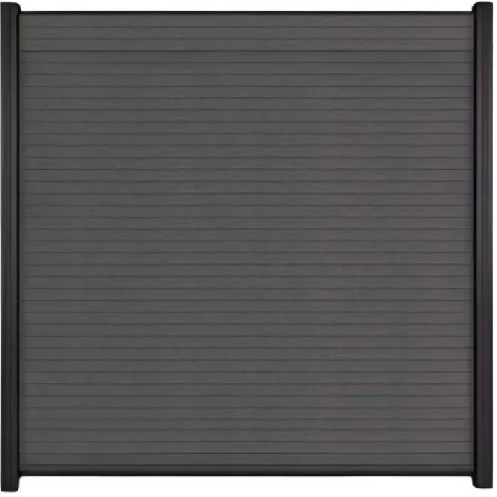 Discount C-Wood Zelfbouw schutting composiet Rhombus Triple rock grey - zwart alu accessoires (180 x 200 cm)