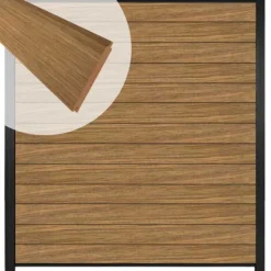 Best C-Wood Zelfbouw schutting hardhout Mix & Match Thermo Fraké - zwart alu accessoires (180 x 200 cm)