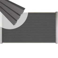 Clearance C-Wood Zelfbouw schutting composiet Rhombus Triple rock grey - blank alu accessoires (180 x 90 cm)
