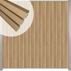 Clearance C-Wood Zelfbouw schutting verticaal Rhombus Triple teak - blank alu accessoires (170 x 180 cm)