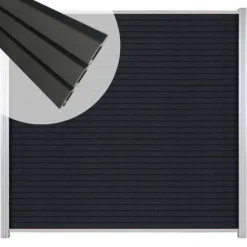 Clearance C-Wood Zelfbouw schutting composiet Rhombus Triple antraciet - blank alu accessoires (180 x 180 cm)