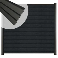C-Wood Zelfbouw schutting composiet Rhombus Triple antraciet - zwart alu accessoires (180 x 180 cm)