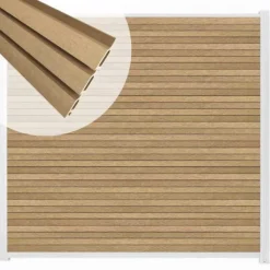 Online C-Wood Zelfbouw schutting composiet Rhombus Triple teak - wit alu accessoires (180 x 180 cm)