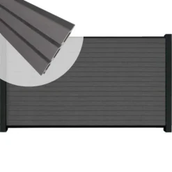 Outlet C-Wood Zelfbouw schutting composiet Rhombus Triple rock grey - zwart alu accessoires (180 x 90 cm)