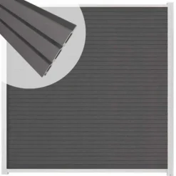 Best C-Wood Zelfbouw schutting composiet Rhombus Triple rock grey - wit alu accessoires (180 x 200 cm)