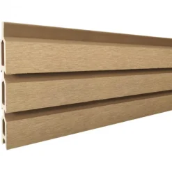 Clearance C-Wood Zelfbouw schutting composiet Rhombus Triple teak - wit alu accessoires (180 x 200 cm)
