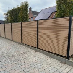 C-Wood Zelfbouw schutting composiet Rhombus Triple teak - zwart alu accessoires (180 x 180 cm)