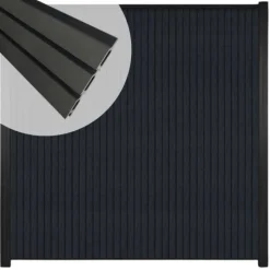 Outlet C-Wood Zelfbouw schutting verticaal Rhombus Triple antraciet - zwart alu accessoires (170 x 180 cm)