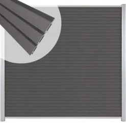 Online C-Wood Zelfbouw schutting composiet Rhombus Triple rock grey - blank alu accessoires (180 x 180 cm)