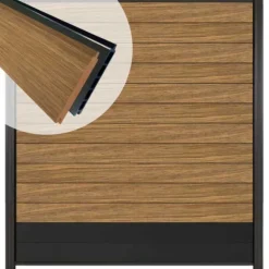 Outlet C-Wood Zelfbouw schutting hardhout Mix & Match Thermo Fraké / antraciet - antraciet alu accessoires (180 x 200 cm)