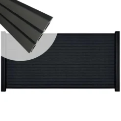 Outlet C-Wood Zelfbouw schutting composiet Rhombus Triple antraciet - zwart alu accessoires (180 x 90 cm)