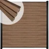 Online C-Wood Zelfbouw schutting composiet Rhombus Triple bruin gevlamd - zwart alu accessoires (180 x 200 cm)