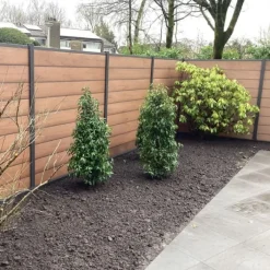 Clearance C-Wood Zelfbouw schutting composiet Modular bruin gevlamd - antraciet alu accessoires (180 x 180 cm)