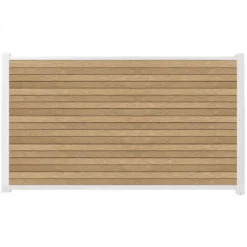 Clearance C-Wood Zelfbouw schutting composiet Rhombus Triple teak - wit alu accessoires (180 x 90 cm)