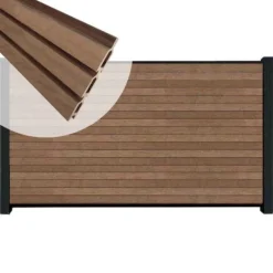 Online C-Wood Zelfbouw schutting composiet Rhombus Triple bruin gevlamd - zwart alu accessoires (180 x 90 cm)