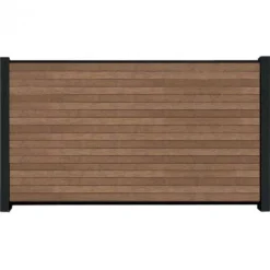 Online C-Wood Zelfbouw schutting composiet Rhombus Triple bruin gevlamd - zwart alu accessoires (180 x 90 cm)