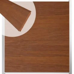 Best C-Wood Zelfbouw schutting hardhout Mix & Match Bamboe - wit alu accessoires (180 x 200 cm)