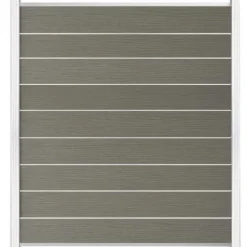 Discount C-Wood Zelfbouw schutting composiet Modular co-ex grijs - wit alu accessoires (180 x 200 cm)