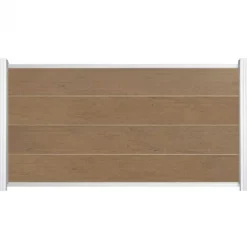 Hot C-Wood Zelfbouw schutting composiet Modular bruin gevlamd - wit alu accessoires (180 x 97 cm)