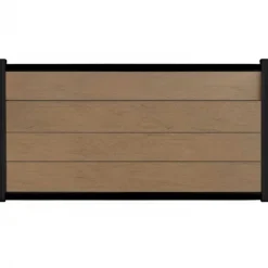 Outlet C-Wood Zelfbouw schutting composiet Modular bruin gevlamd - zwart alu accessoires (180 x 97 cm)