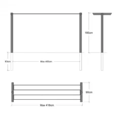 Online Plus Danmark Droogrek hout - inclusief waslijn zwart 400 x 90 x 185 cm