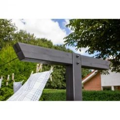 Online Plus Danmark Droogrek hout - inclusief waslijn zwart 400 x 90 x 185 cm