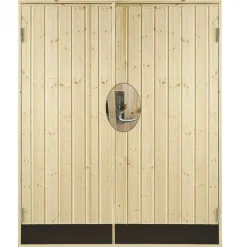 Online Plus Danmark Dubbele dichte deur incl. kozijn en beslag - Rechtsdraaiend - Onbehandeld - 151,2 x 187,8 cm