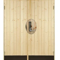 Sale Plus Danmark Dubbele dichte deur incl. kozijn en beslag - Rechtsdraaiend - Onbehandeld - 151,2 x 197,8 cm