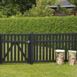 Outlet Plus Danmark Dubbele poort vuren - Country recht zwart (300 x 98 cm)