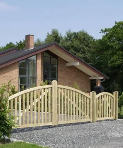 Discount Plus Danmark Dubbele poort vuren - Ligno toog groen geimpregneerd (300 x 88/118 cm)