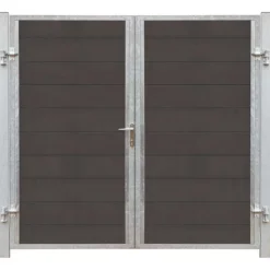 Clearance Plus Danmark Dubbele tuindeur composiet Futura antraciet in stalen frame links (213 x 180 cm)