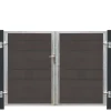 Outlet Plus Danmark Dubbele tuindeur composiet Futura antraciet in stalen frame links met zwart/grijze palen (213 x 145 cm)