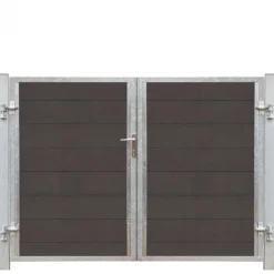 Hot Plus Danmark Dubbele tuindeur composiet Futura antraciet in stalen frame links (213 x 145 cm)