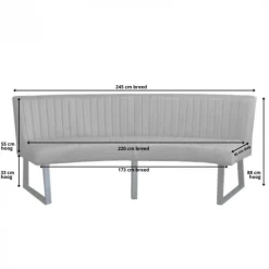 HomingXL Eetkamerbank - Hengelo - stof Element cementgrijs 23 - geschikt voor ovale tafel 240 cm