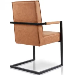 Bo Lundgren Eetkamerstoel - Andries - Lederlook Soft Cognac - Met armleuning