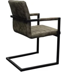 Bo Lundgren Eetkamerstoel - Apollo II - stof Cowboy retro lederlook olijf groen