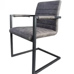 Bo Lundgren Eetkamerstoel - Apollo II - stof Cowboy retro lederlook antraciet