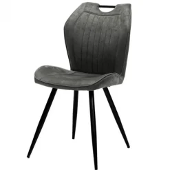 Outlet Bo Lundgren Eetkamerstoel - Cobra - lederlook Soft antraciet