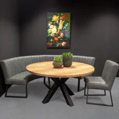 Discount HomingXL Eetkamerstoel - Hengelo - geschikt voor ronde tafel - lederlook Missouri antraciet 09