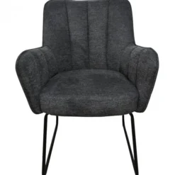 New Bo Lundgren Eetkamerstoel - Kevin - stof Bjorn grof geweven donker grijs